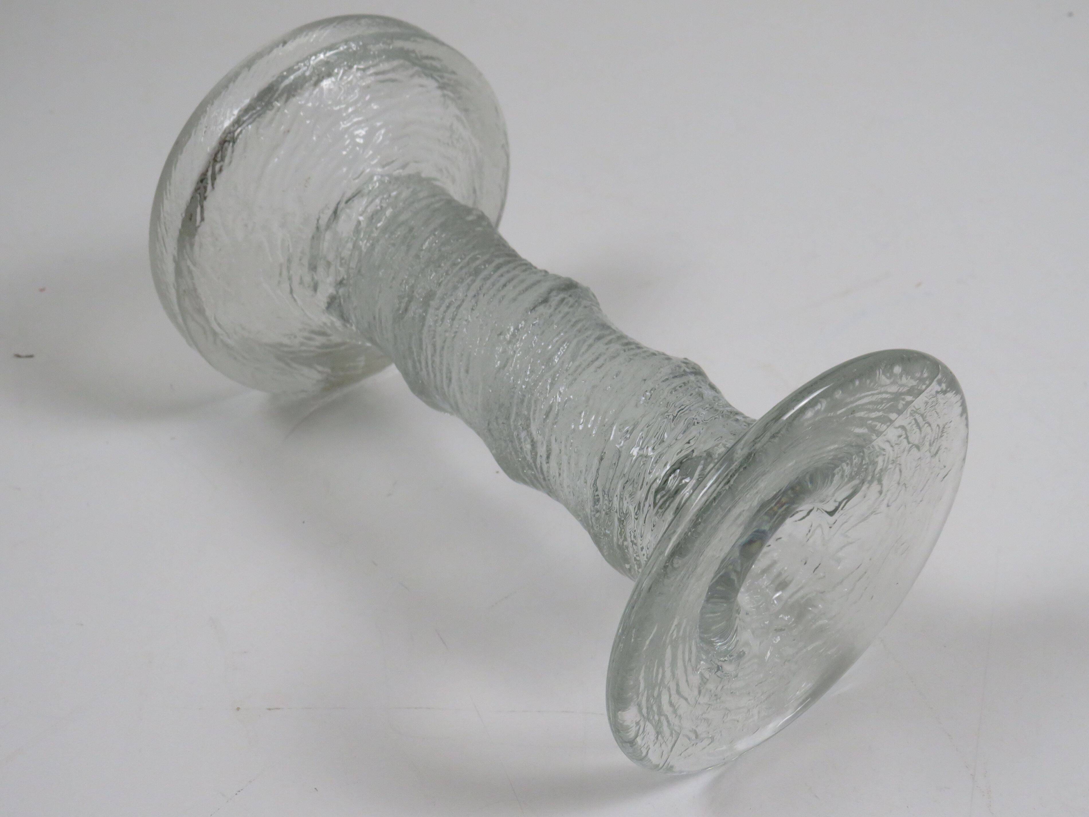 Scandinavian glass candlestick "ice glass" – Finnish design – 1960s