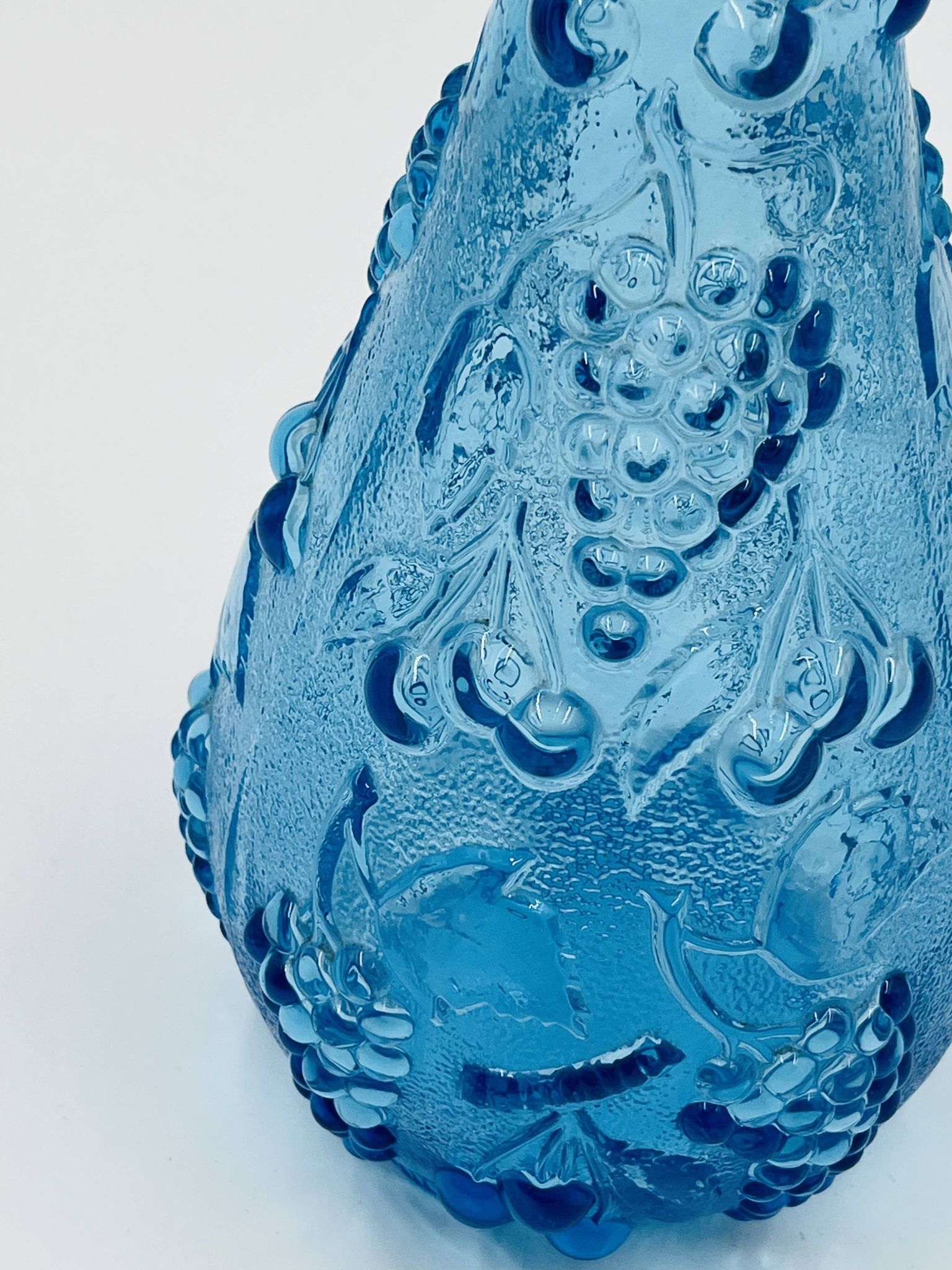 Large vintage blue glass bottle from Empoli