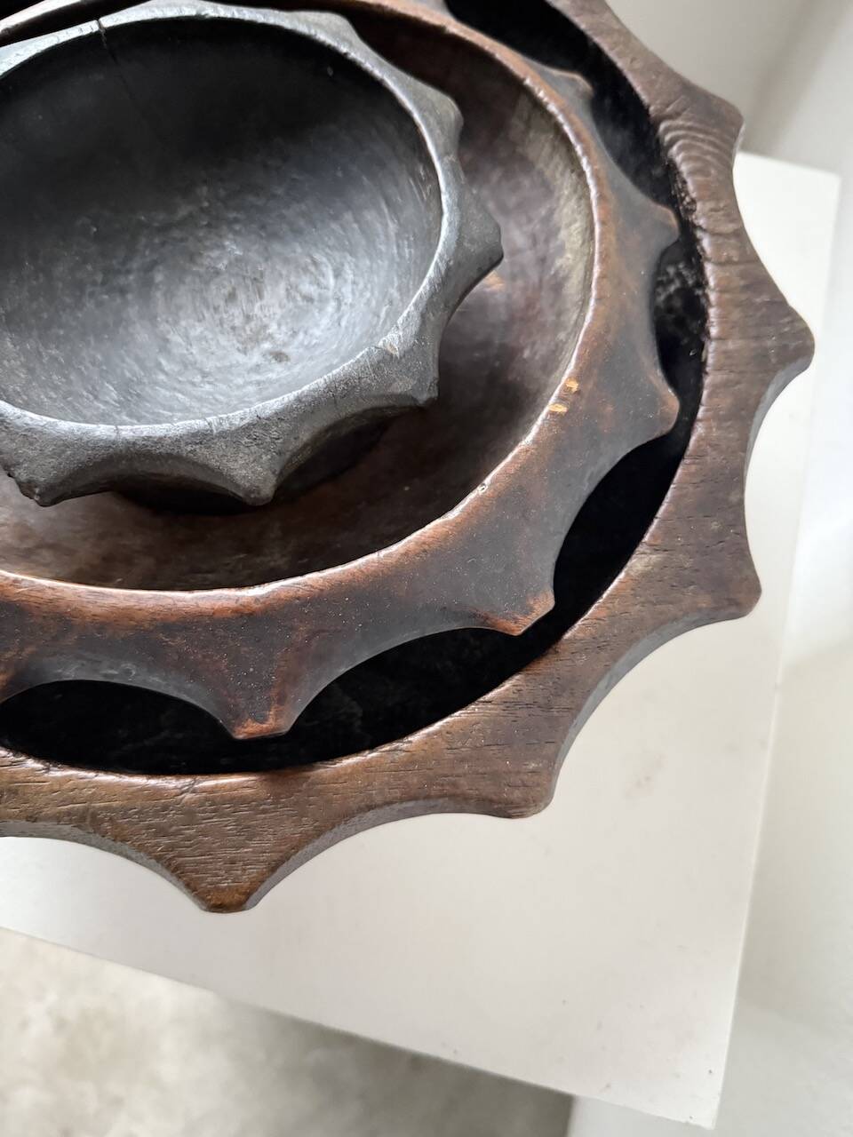 Brutalist wooden dishes, Savoyard popular art.
