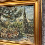 Georges Auphan 1970: oil on canvas depicting an animated landscape