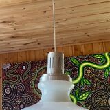 White opaline chandelier, vintage, 70s