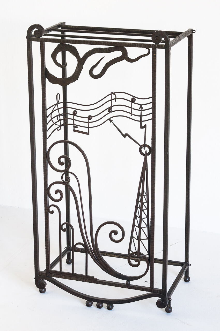 Old wrought iron structure. Vintage, futuristic. Handmade France, 1920