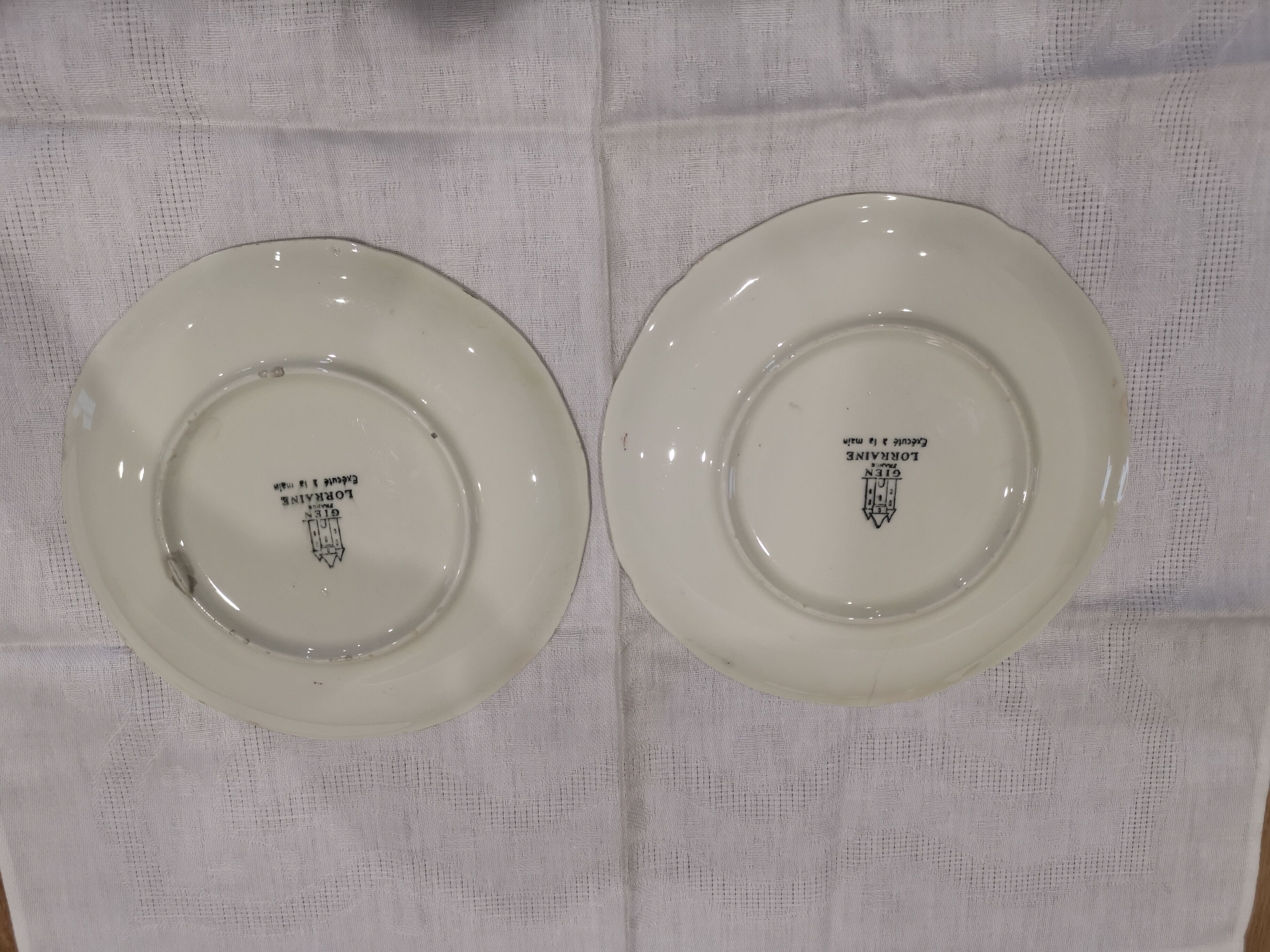2 old flat plates in GIEN earthenware model "Lorraine"
