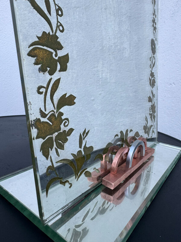 Miroir de table gravé Art Déco