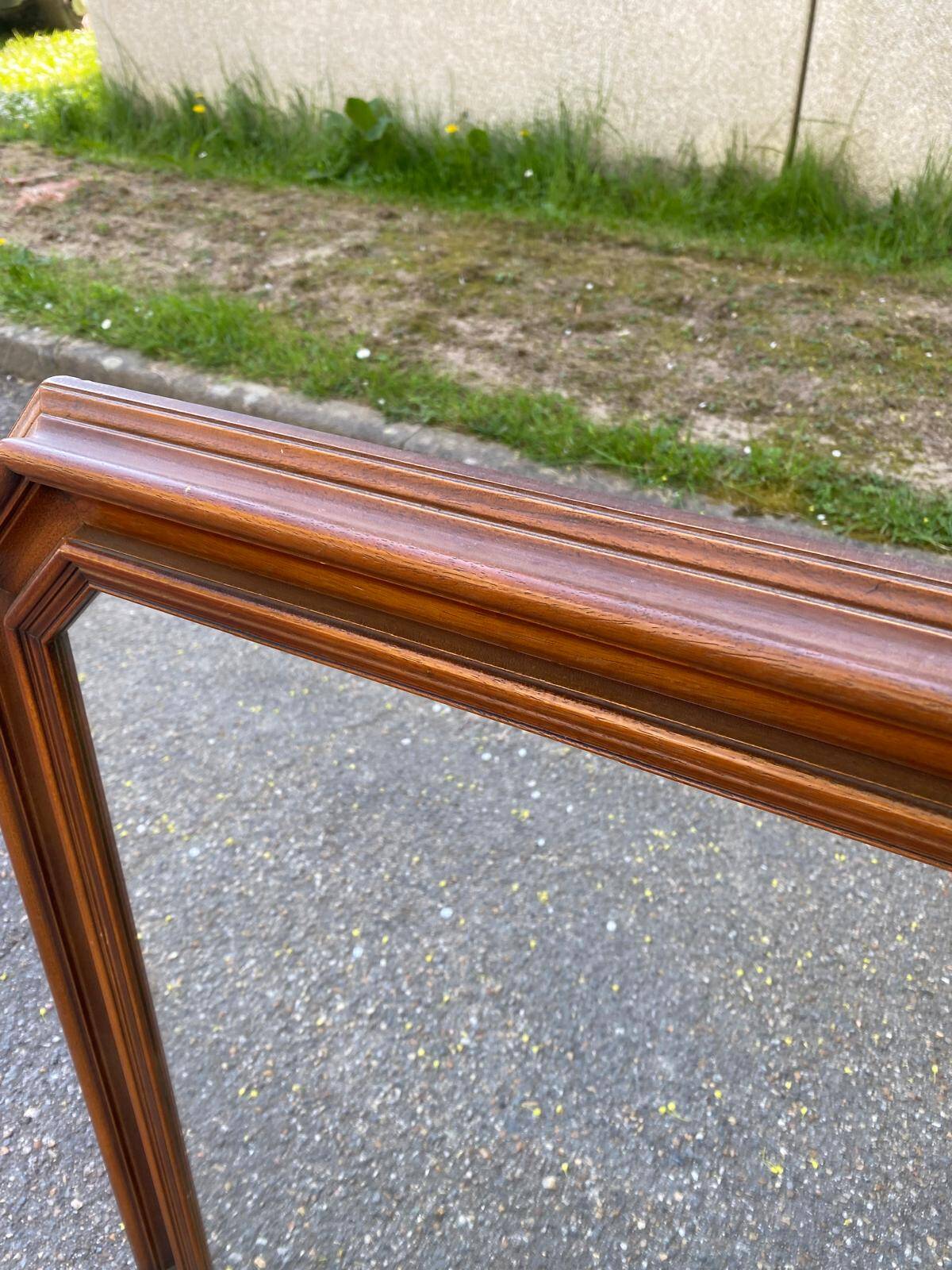 Vintage octagonal mirror in solid wood 65x33cm