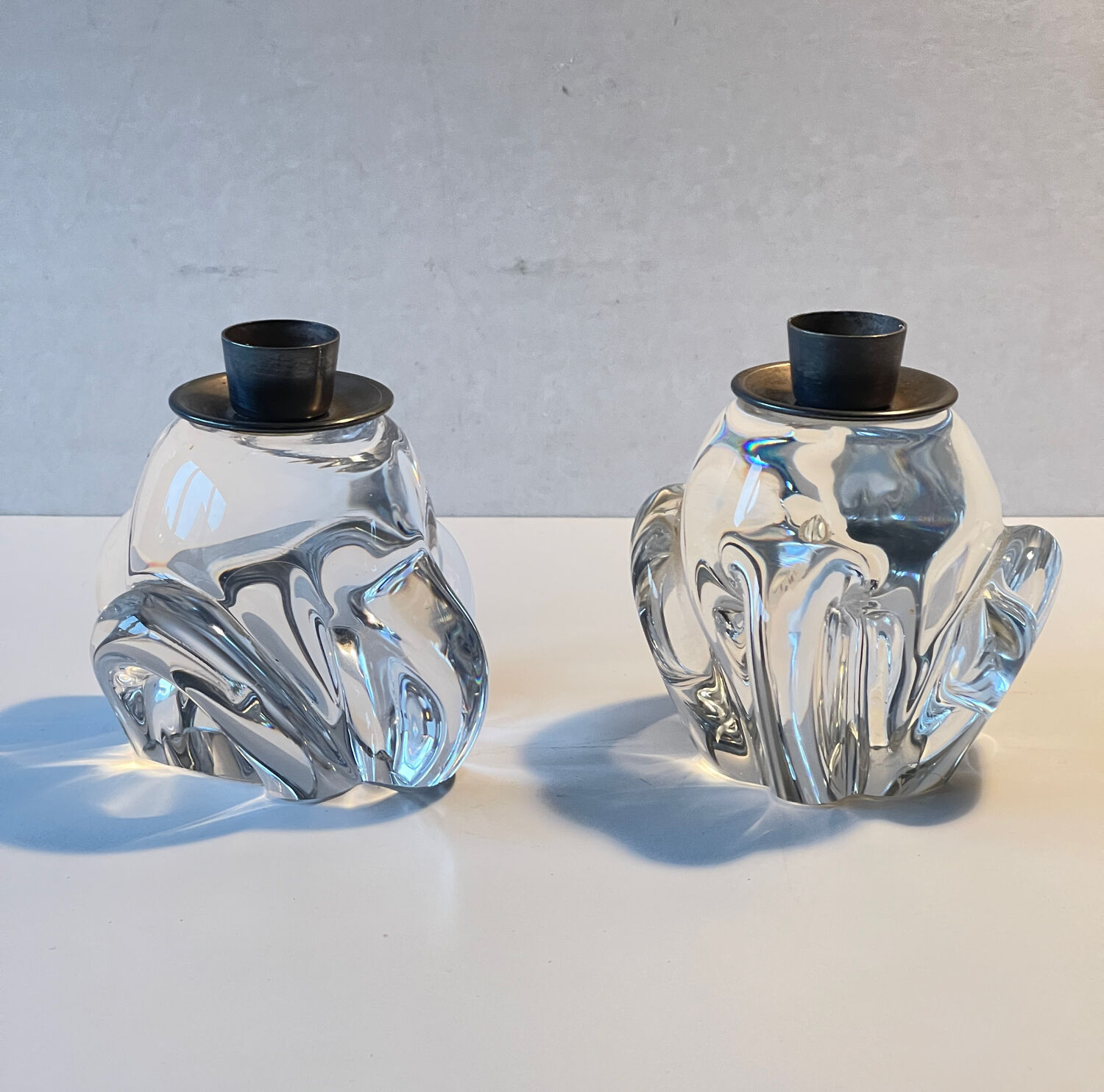 Pair of vintage crystal candle holders