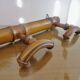 Grand porte manteau mural en bois tourné, années 30 40