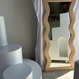 Zigzag rattan foot mirror H:182cm