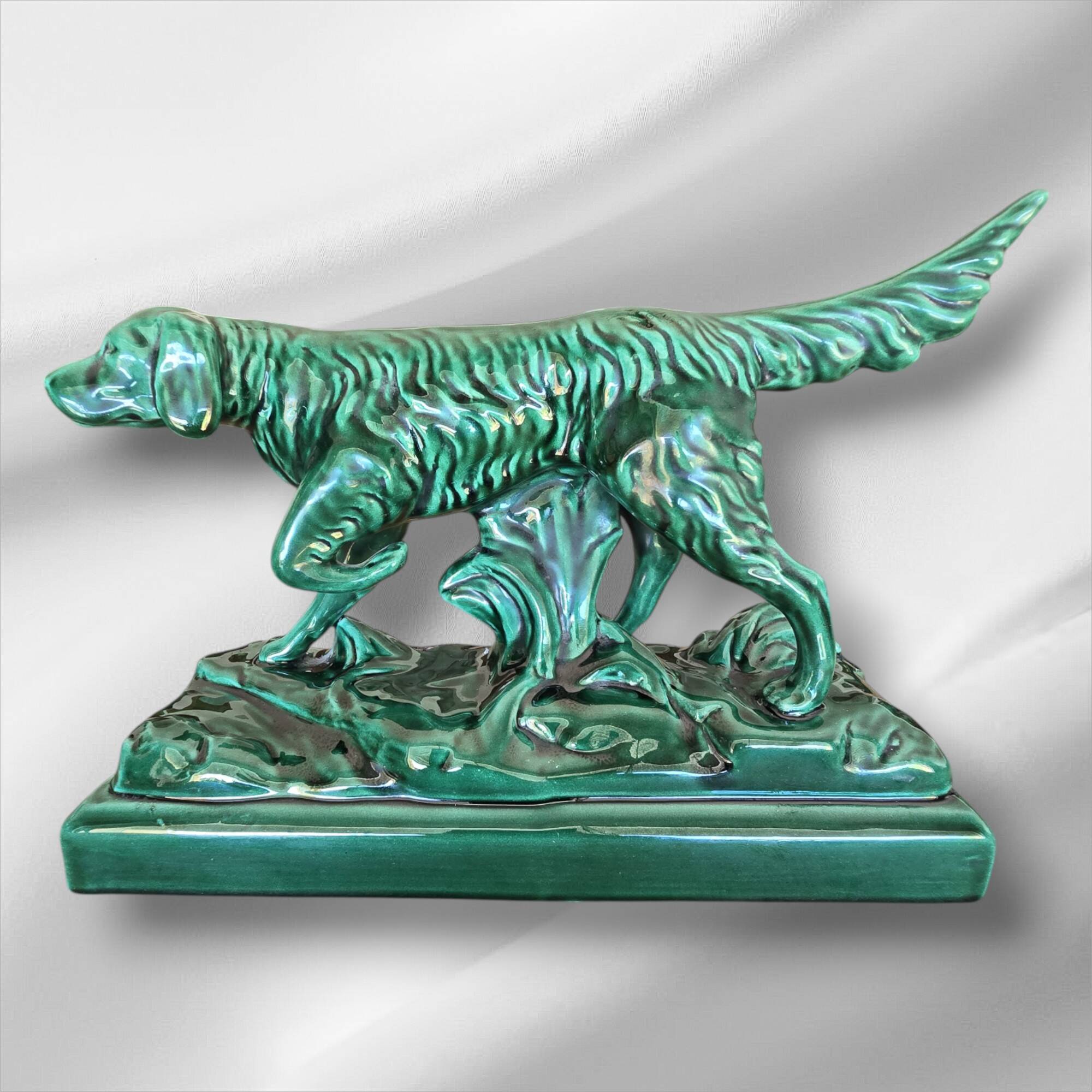 Large Art Deco Collectible Porcelain Irish Setter Sculpture