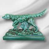 Grande sculpture de setter irlandais en porcelaine de collection Art déco