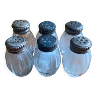 Set of 6 mini Christofle crystal salt shakers