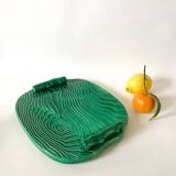 green ceramic tray with bamboo effect from the 1950s