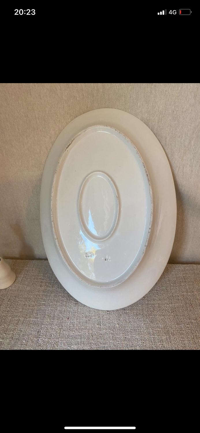Large oval white earthenware dish