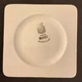 Dish and 12 dessert plates Gien, Benodet model, 1950