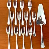 Christofle boréal, 12 cake forks, pie server, cake service with box