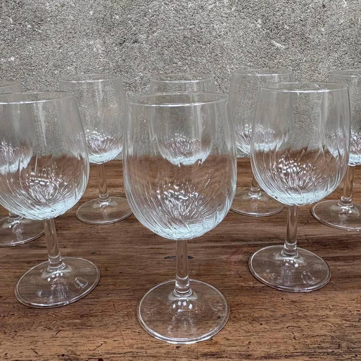 Set of water glasses on stems