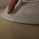 Dish in faience 50s floral decoration blue and pink