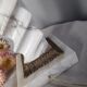 Twisted lamp foot in white marble and brass, square base - 1950's