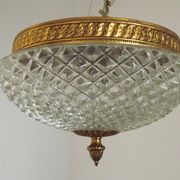Brass and crystal diamond point ceiling light, France