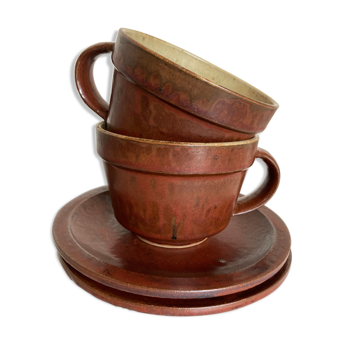 Pair of cups of sandstone lunches Daniel de Montmollin Taizé 1970