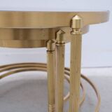 Brass and glass nesting coffee tables, 1970