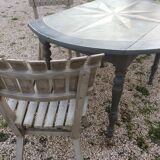 Oval campaign table with stolen solid wood