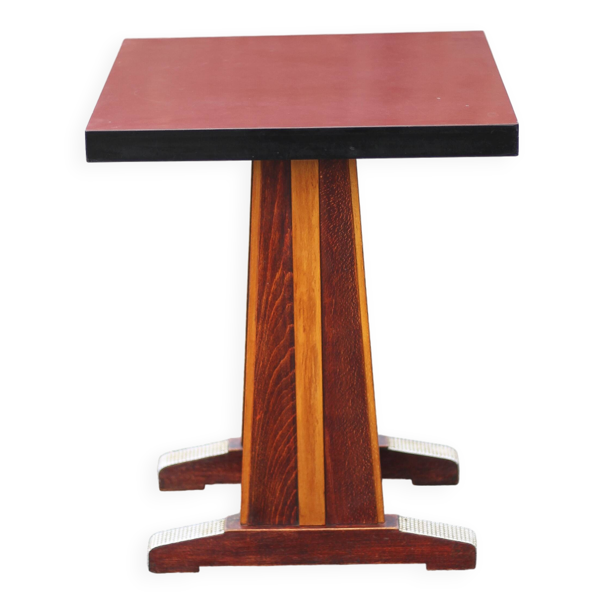 Vintage formica bistro table, wooden base side table