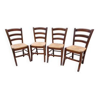 4 Old Straw Chairs