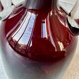Vase HSK Tarnowiec – Ruby glass amphora with transparent handles – Vintage Art Konstglas