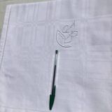 Square tablecloth embroidered JB cotton damask squares