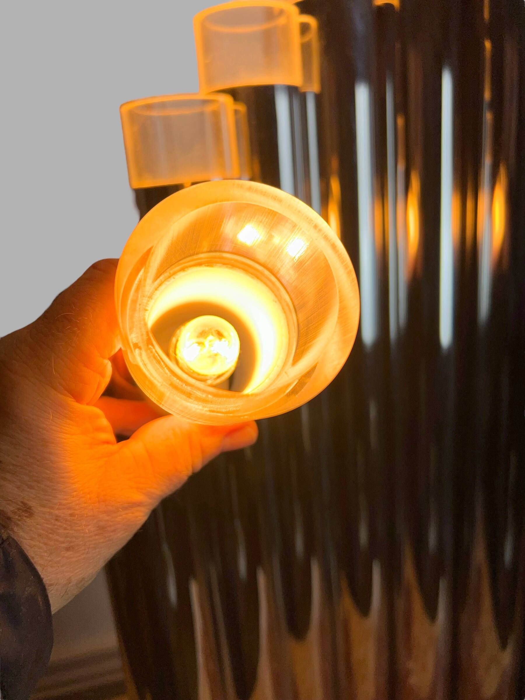 Grande lampe orgue de  sciolari des années 70 en métal chromé et marbre