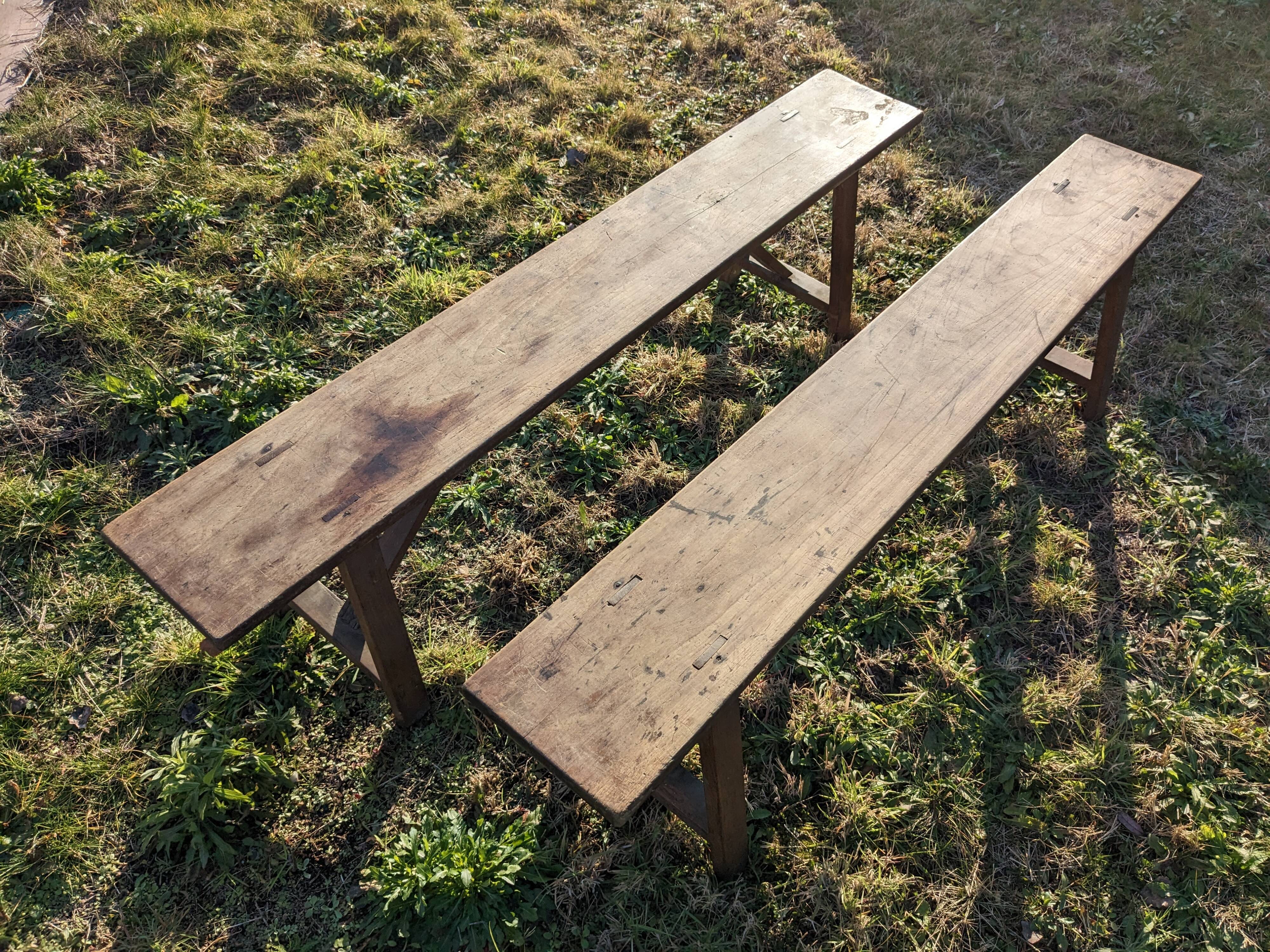 Solid wood truss bench