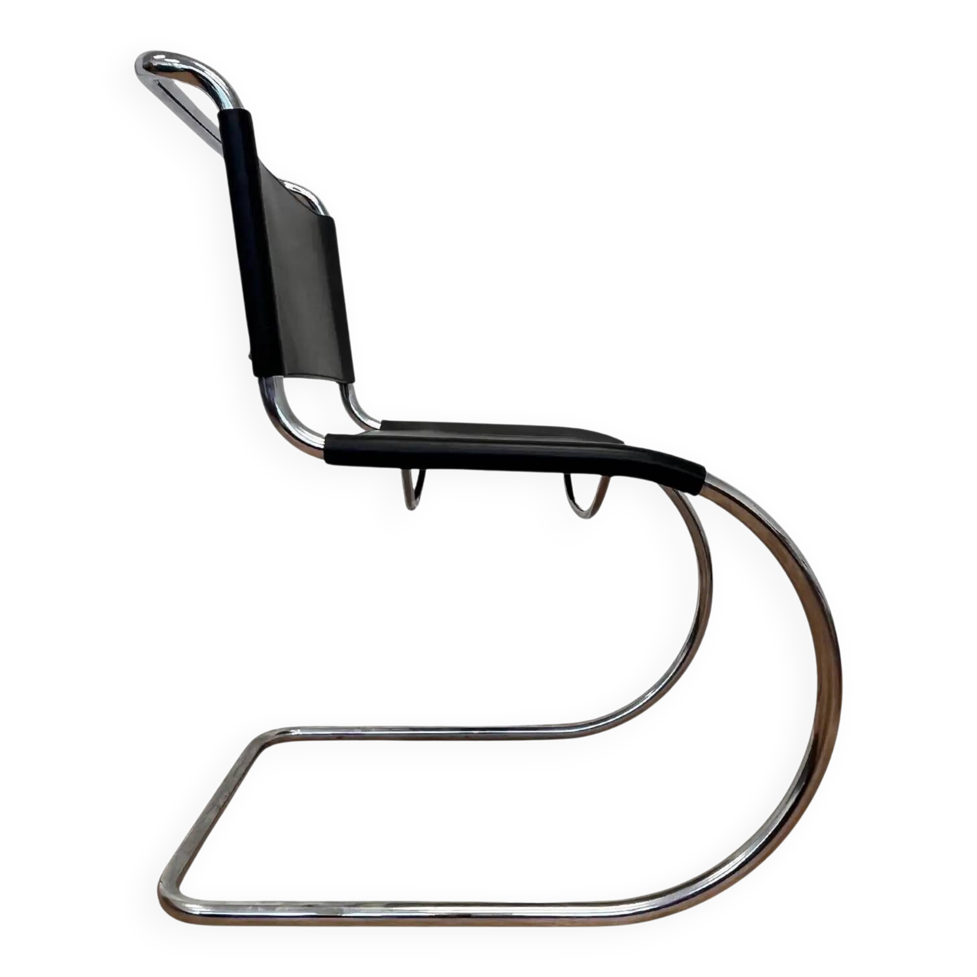 Chrome leather Bauhaus chair Thonet MR 10 by Ludwig Mies van der Rohe - 1980s