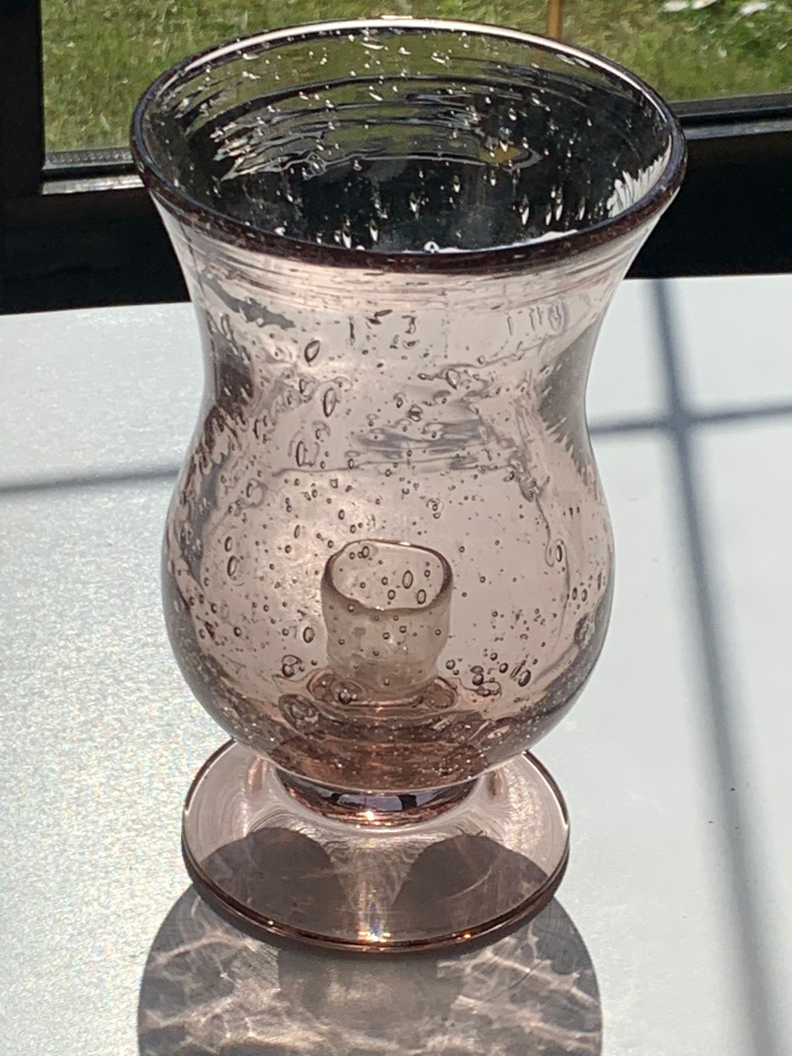 Photophore glass pink bubble parma unsigned vintage biot glassware