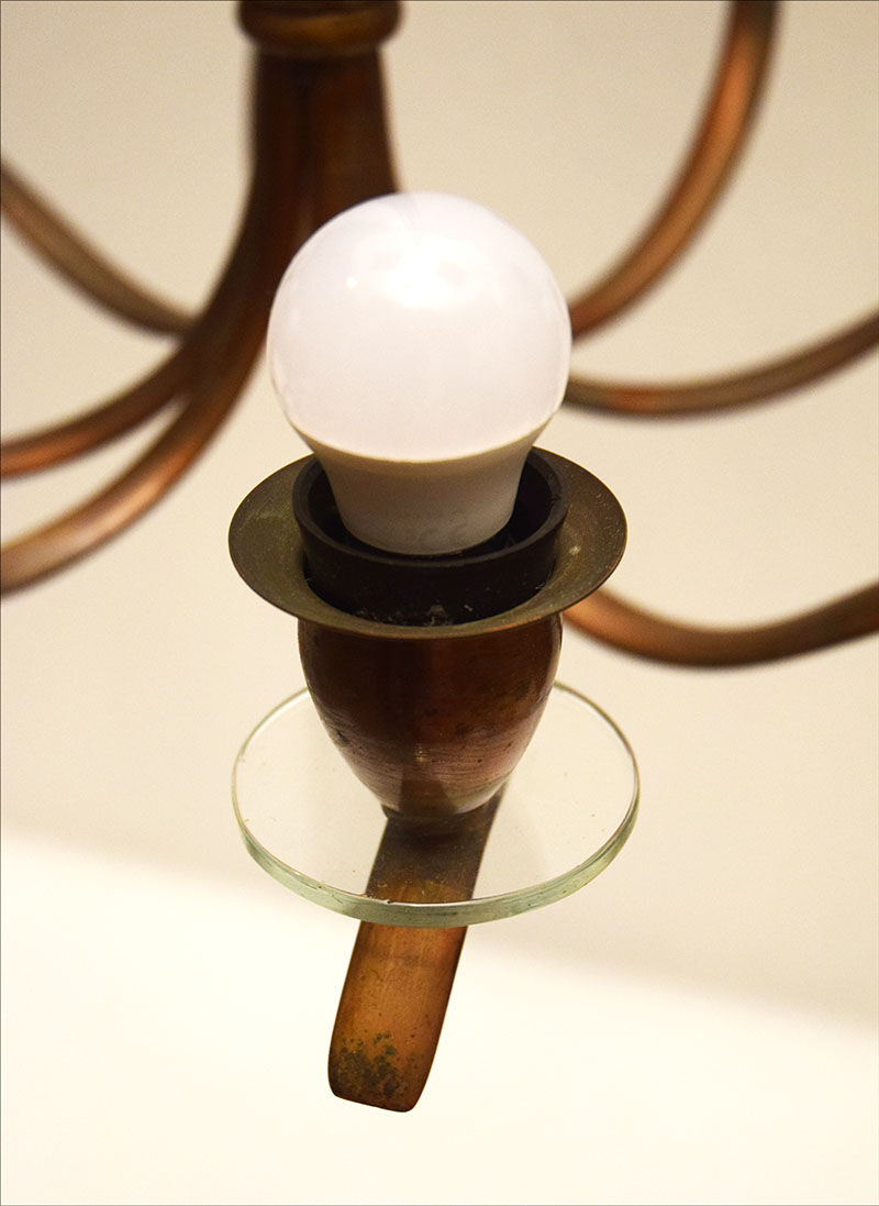 Lustre en laiton du milieu du siècle production italienne, années 1950