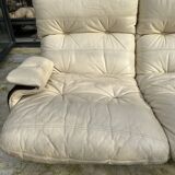 Marsala couch 3-seater cream leather Ducaroy for Linge roset