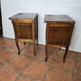 Pair of Louis XV style oak bedside tables