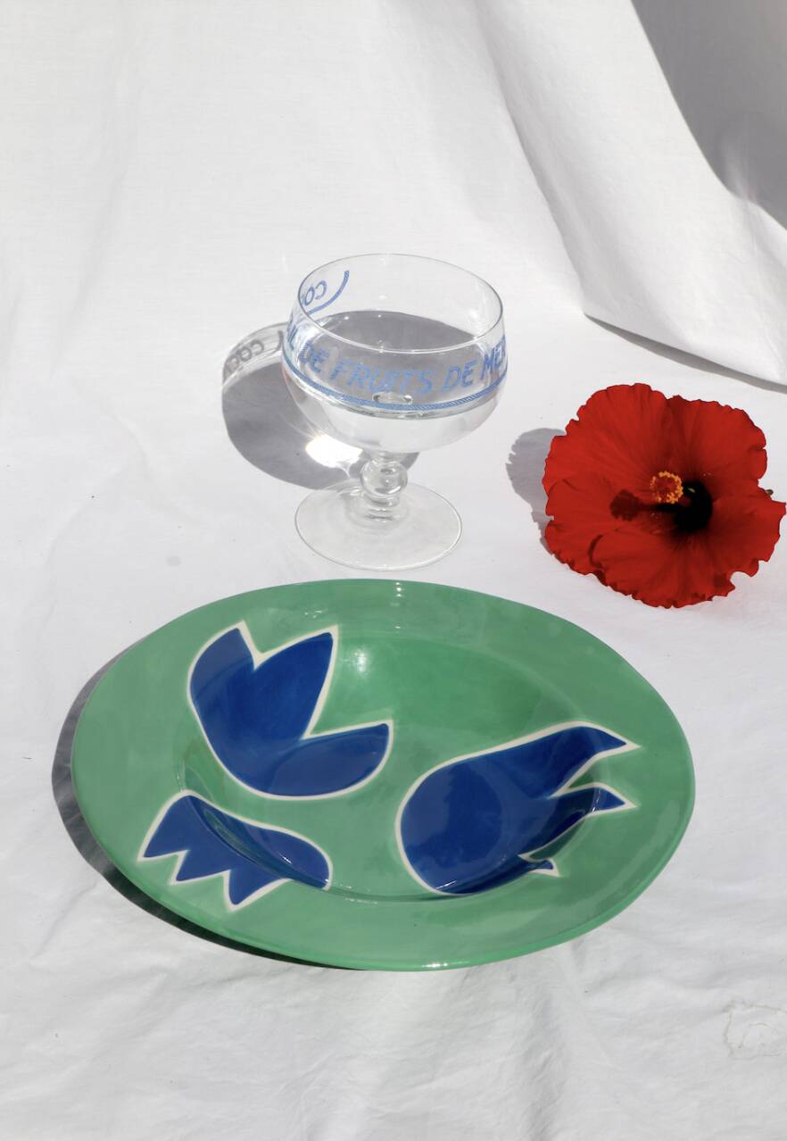 Green & Blue Tulip Plate