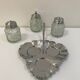 Vintage glass and silver-plated condiment set