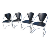 4 chrome and leather chairs designed by Italy