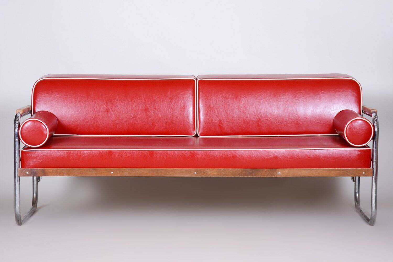 Bauhaus Sofa in Beech & Leather attributed to Thonet, 1930s