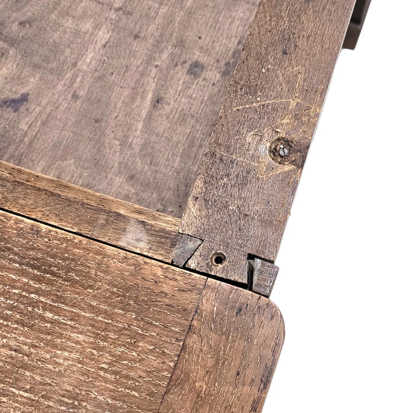 Victorian oak desk / Bin or drawer cup pull by P. & F. Corbin / 1895