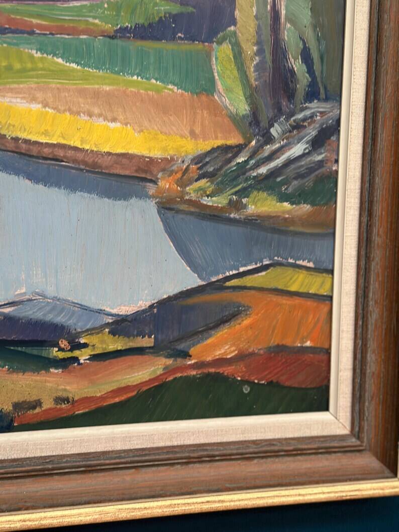 Original Swedish Oil on Panel - "Natural Landscape" by Frans Rase (1913-1994) - Signed - Vintage & Framed - 56 × 48 cm (22" × 18.9")