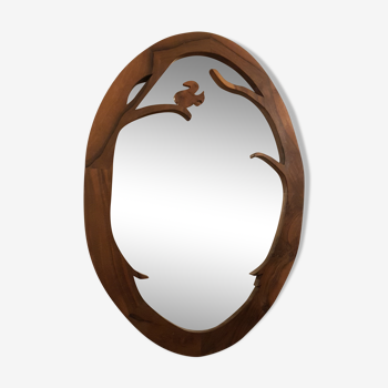 Miroir bois d'olivier bucolique 53x74cm