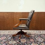 Classic English Chesterfield Desk Chair Brown