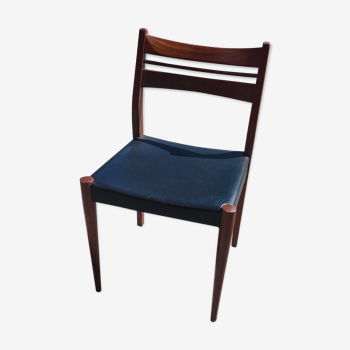 Scandinavian-style teak and black skai chair