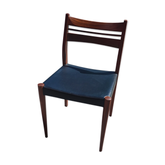 Scandinavian-style teak and black skai chair