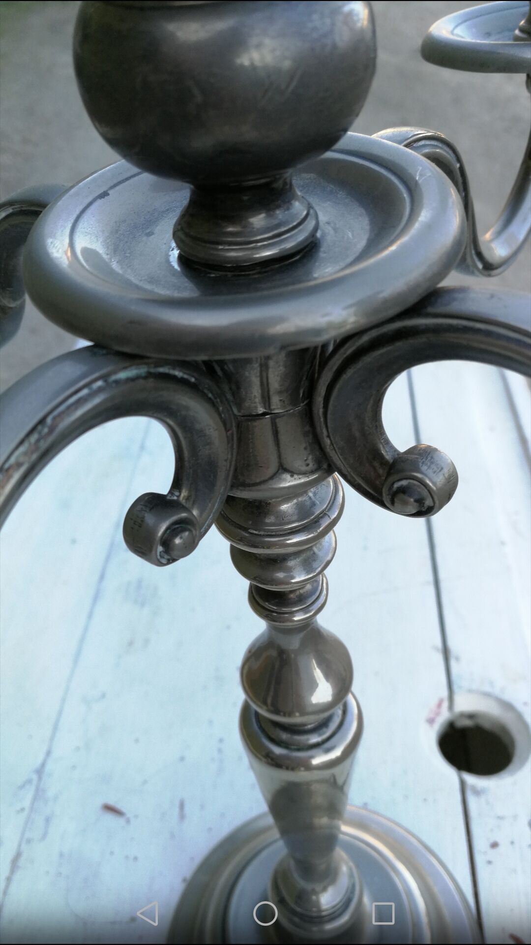 Old chandelier in silver, 5 branches