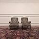 Set of Chesterfield armchairs velvet pattern grey
