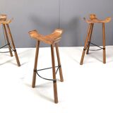 Mid century brutalist bar stools - set of 3, 1960s